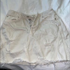 We the Free Bone Colored Denim Skirt